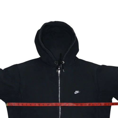 Nike Men's Black Full Zip Hoodie L Fleece Logo Sweatshirt - Image 3