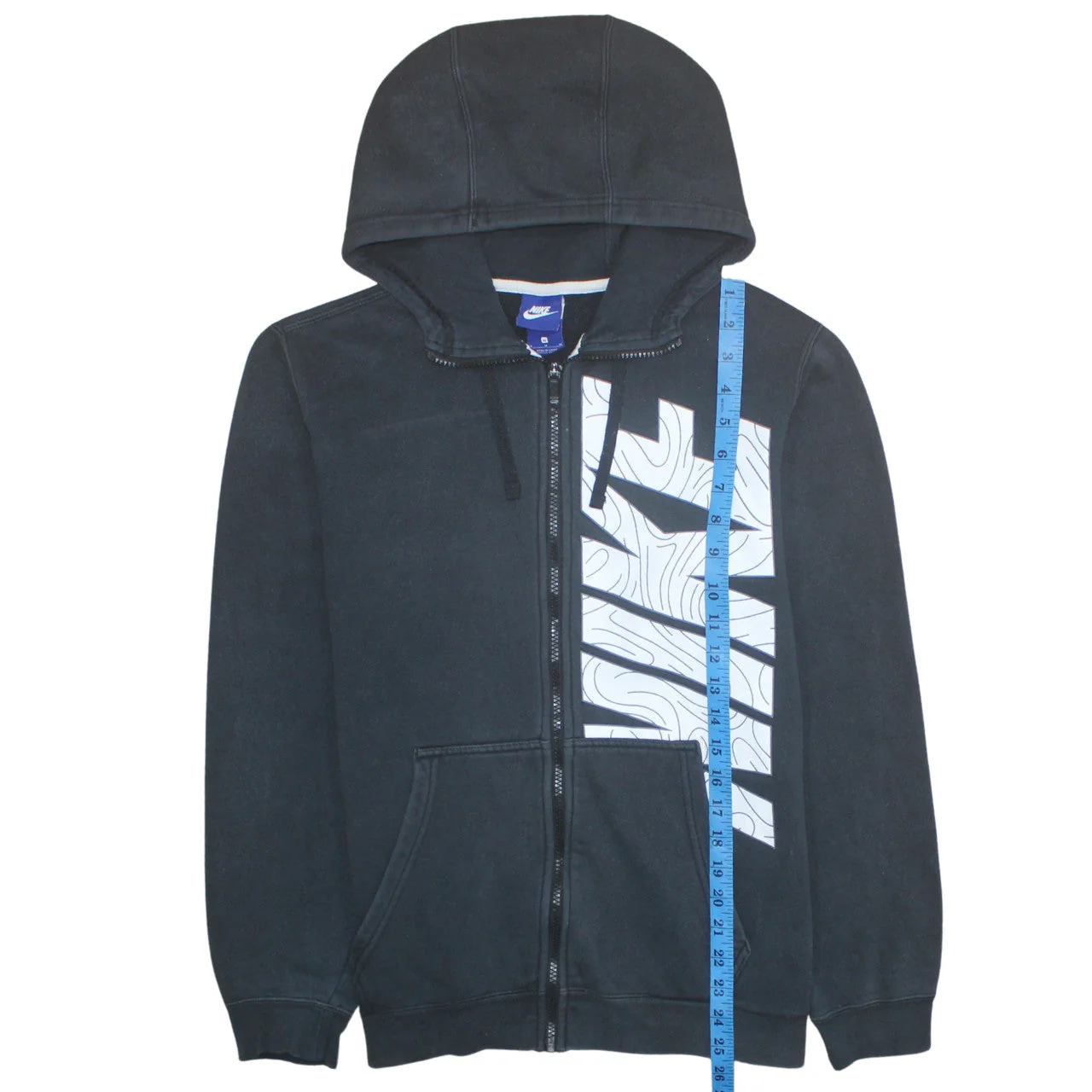 Nike Men's Black Full Zip Hoodie Size M Graphic Logo Sweatshirt - Image 3