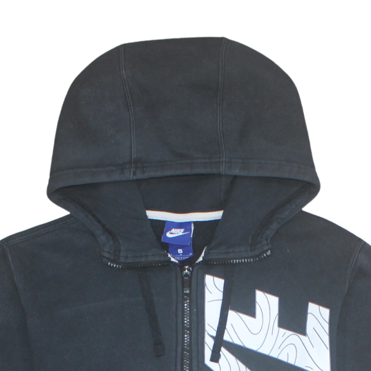 Nike Men's Black Full Zip Hoodie Size M Graphic Logo Sweatshirt - Image 7