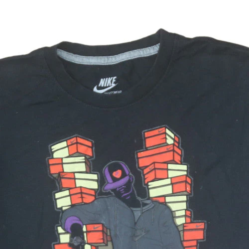 Nike Mens Black Graphic Print Crew Neck Regular Fit T-Shirt Size L - Image 7