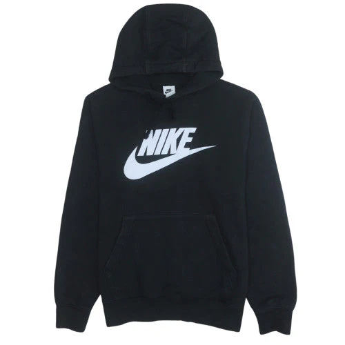 Nike Men's Black Pullover Hoodie M Logo Fleece Sweatshirt
