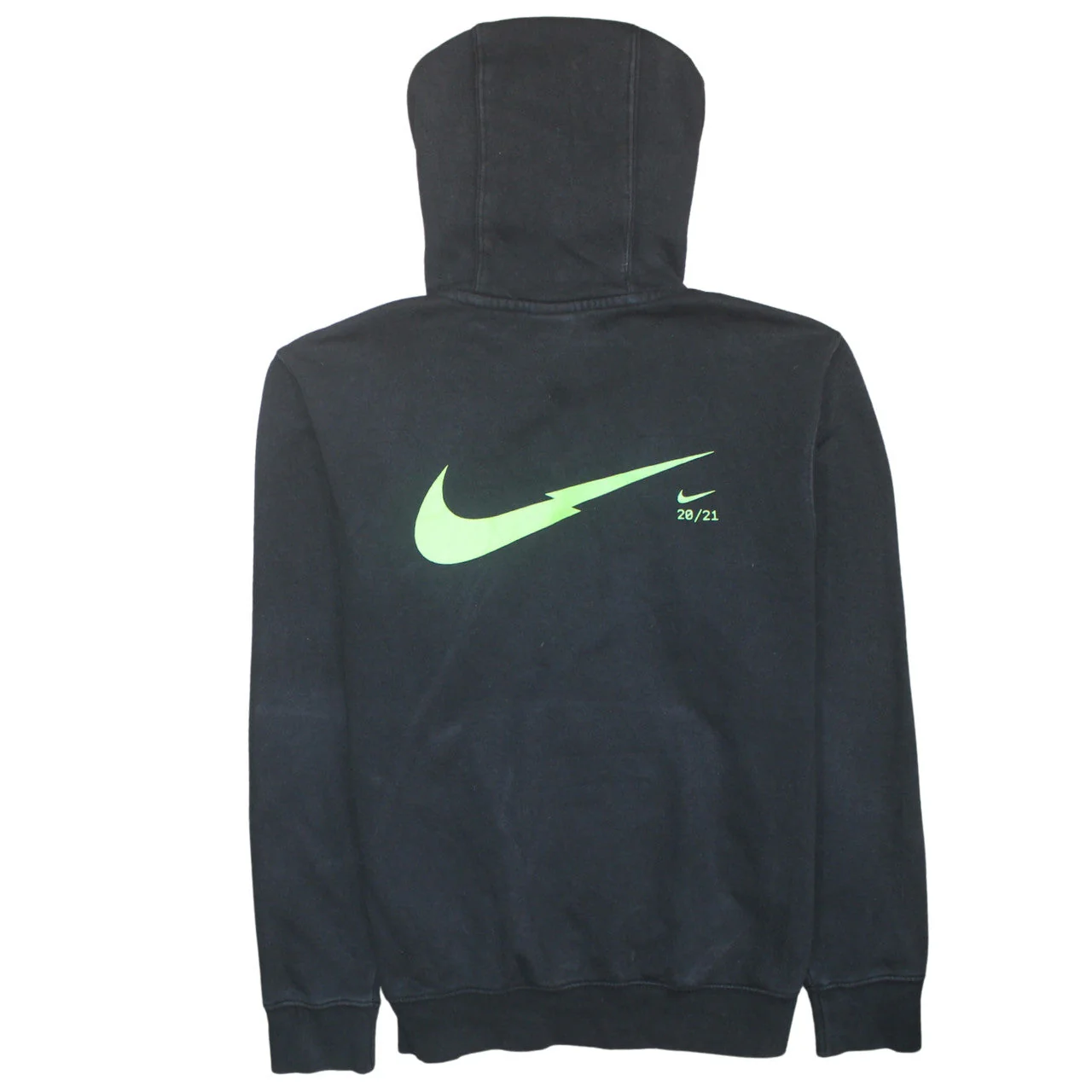 Nike Mens Black Pullover Hoodie S Green Logo Fleece Sweatshirt - Image 4