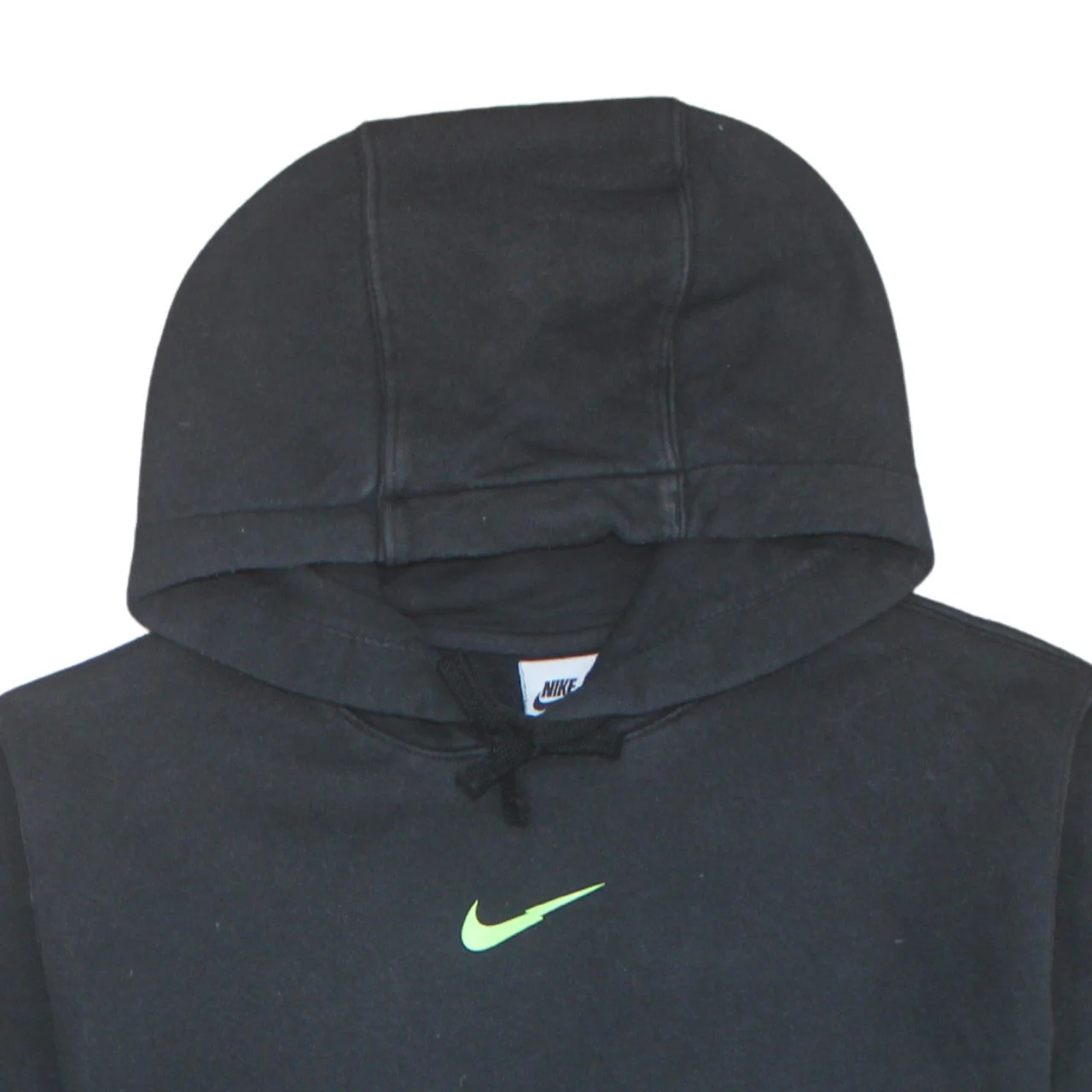 Nike Mens Black Pullover Hoodie S Green Logo Fleece Sweatshirt - Image 7