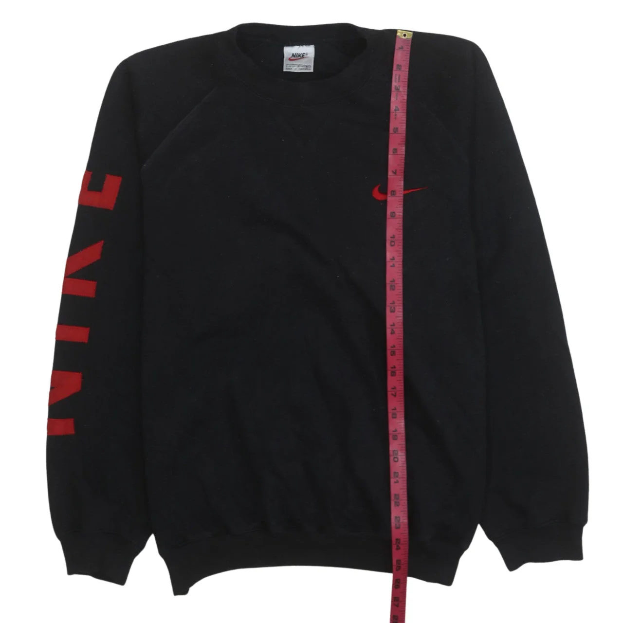 Nike Men's Black Red Logo Pullover Sweatshirt Medium Sportswear - Image 3