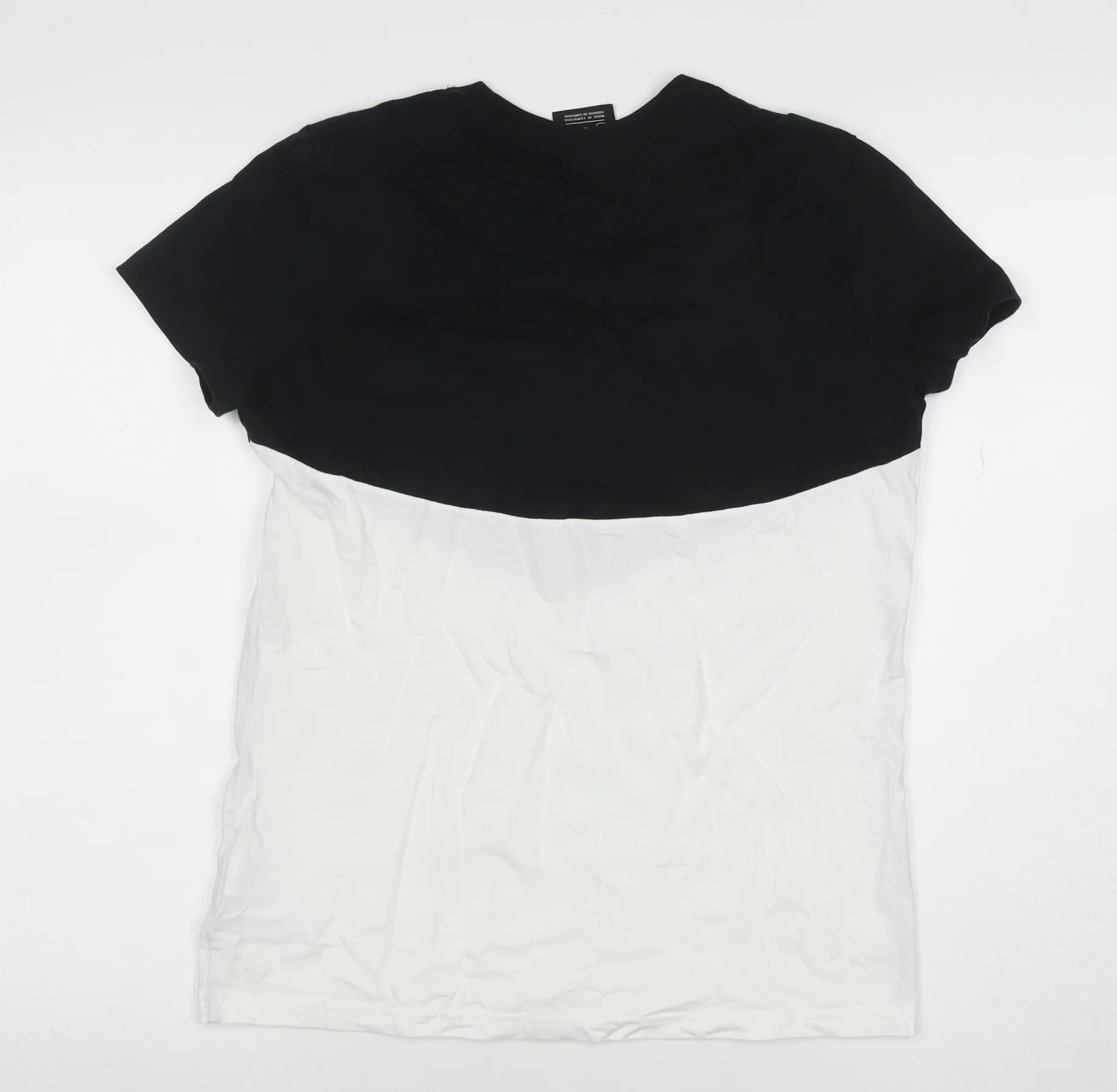 Nike Men's Black White Colourblock Logo Crew Neck Cotton T-Shirt M - Image 3