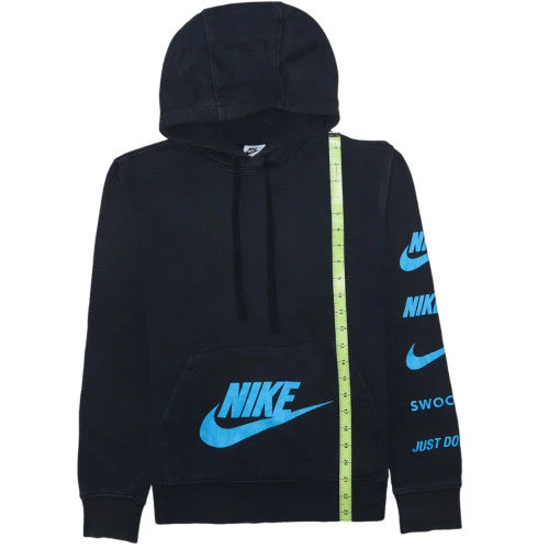 Nike Mens Black XS Pullover Hoodie Blue Logo Graphic Print - Image 3