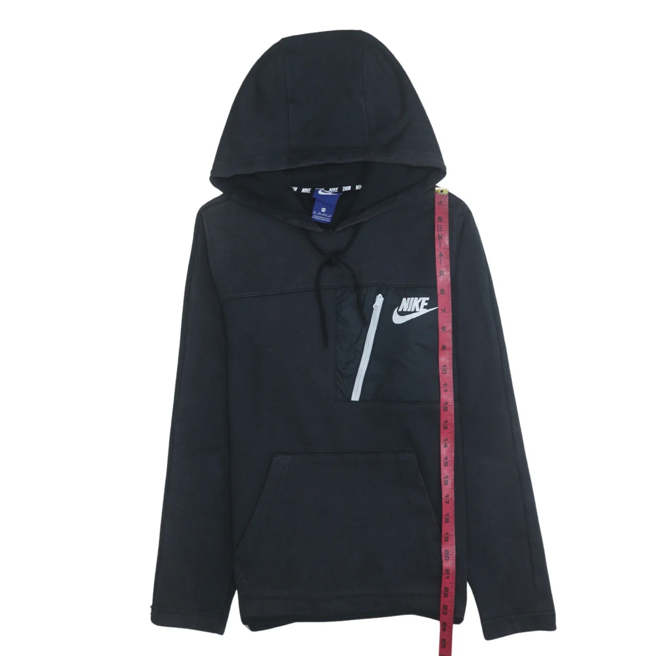 Nike Men's Black XS Pullover Hoodie with Logo and Zip Pocket - Image 2