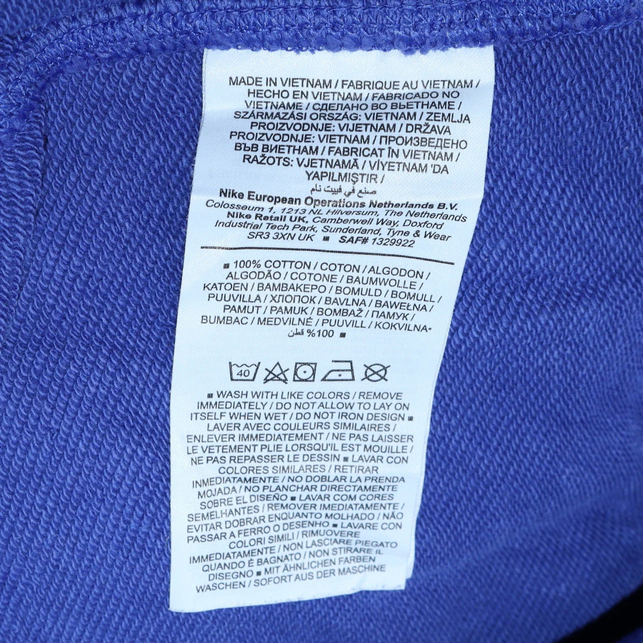 Nike Men's Blue Cotton Crew Neck Pullover Sweatshirt Size S - Image 5