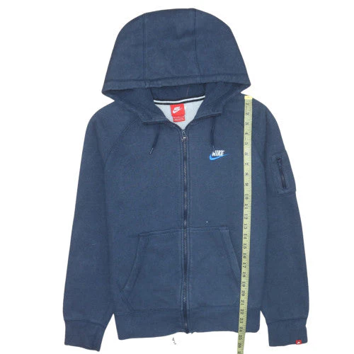 Nike Men's Blue Full Zip Fleece Hoodie in Size M - Image 2