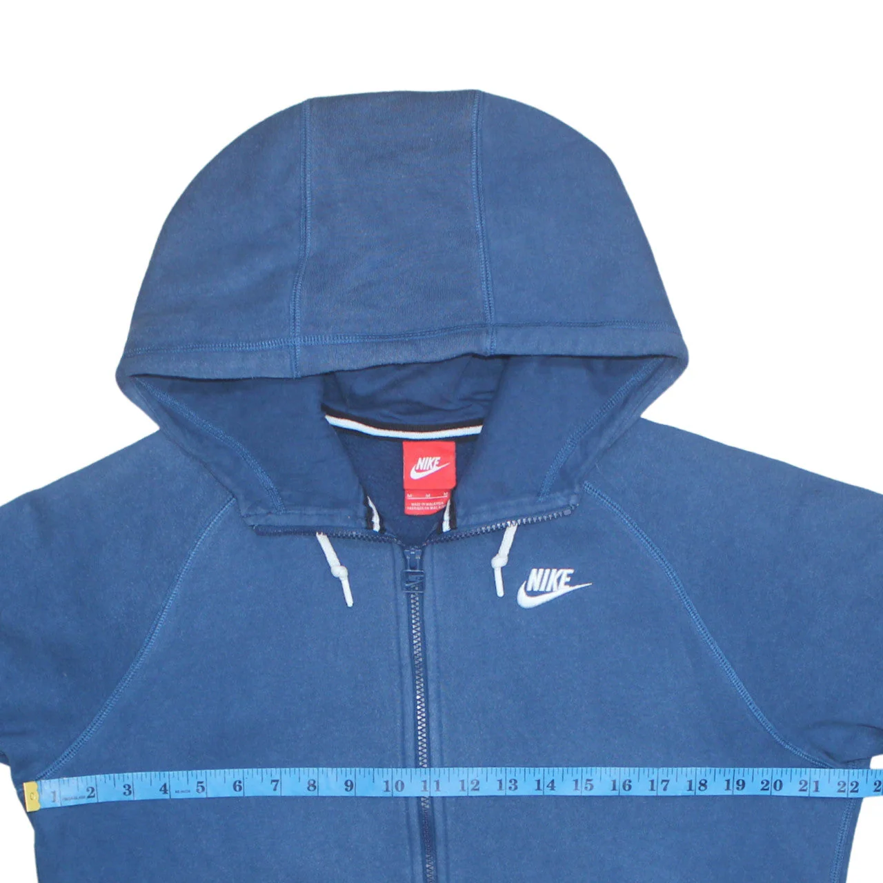 Nike Men's Blue Full Zip Hoodie M Cotton Blend Fleece Sportswear - Image 2