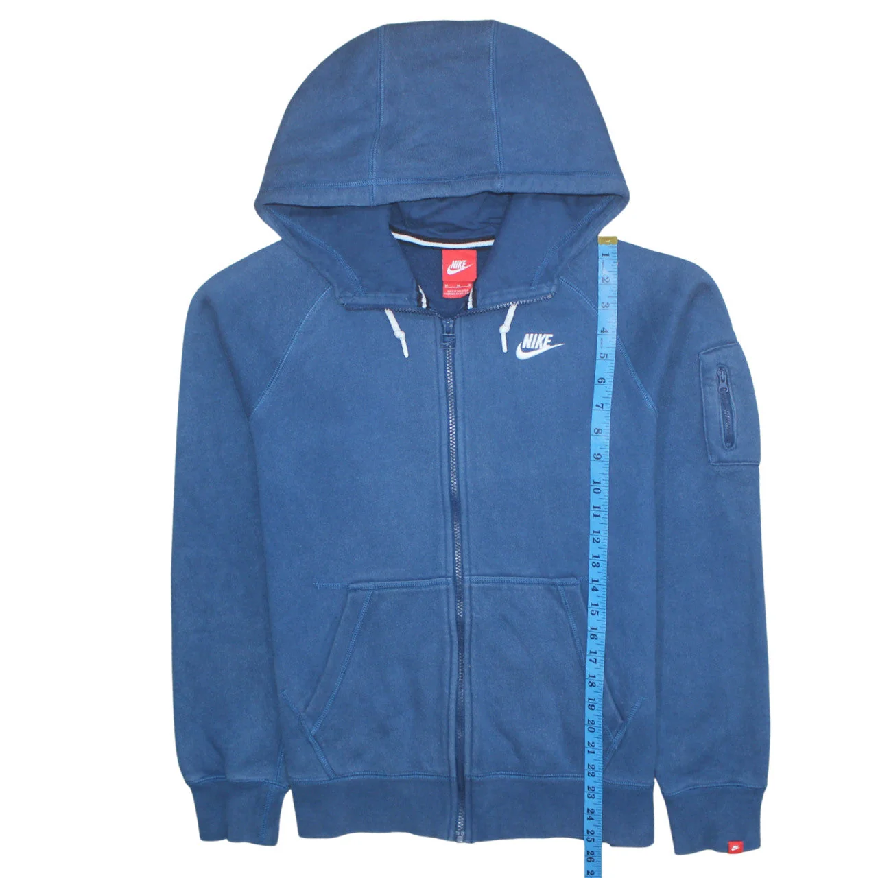 Nike Men's Blue Full Zip Hoodie M Cotton Blend Fleece Sportswear - Image 3