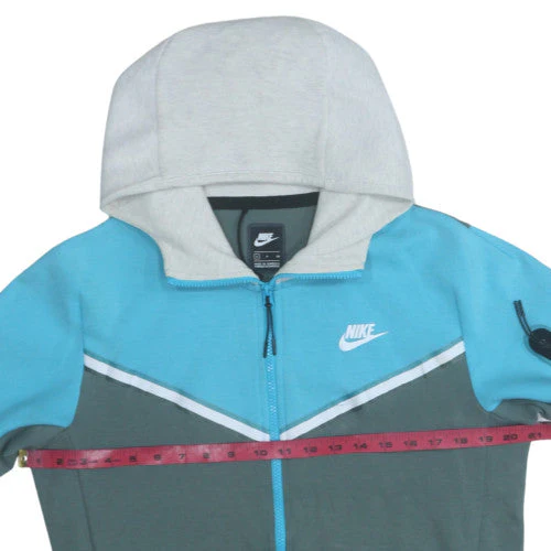 Nike Men's Blue Full Zip Hoodie S Sportswear Cotton Blend - Image 3