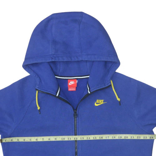 Nike Men's Blue Full Zip Hoodie Size L Fleece Sweatshirt - Image 2