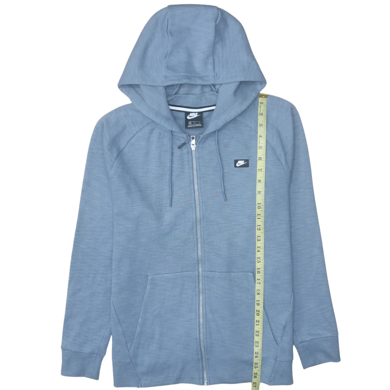 Nike Men's Blue Full Zip Hoodie Size M Lightweight Cotton Blend - Image 3