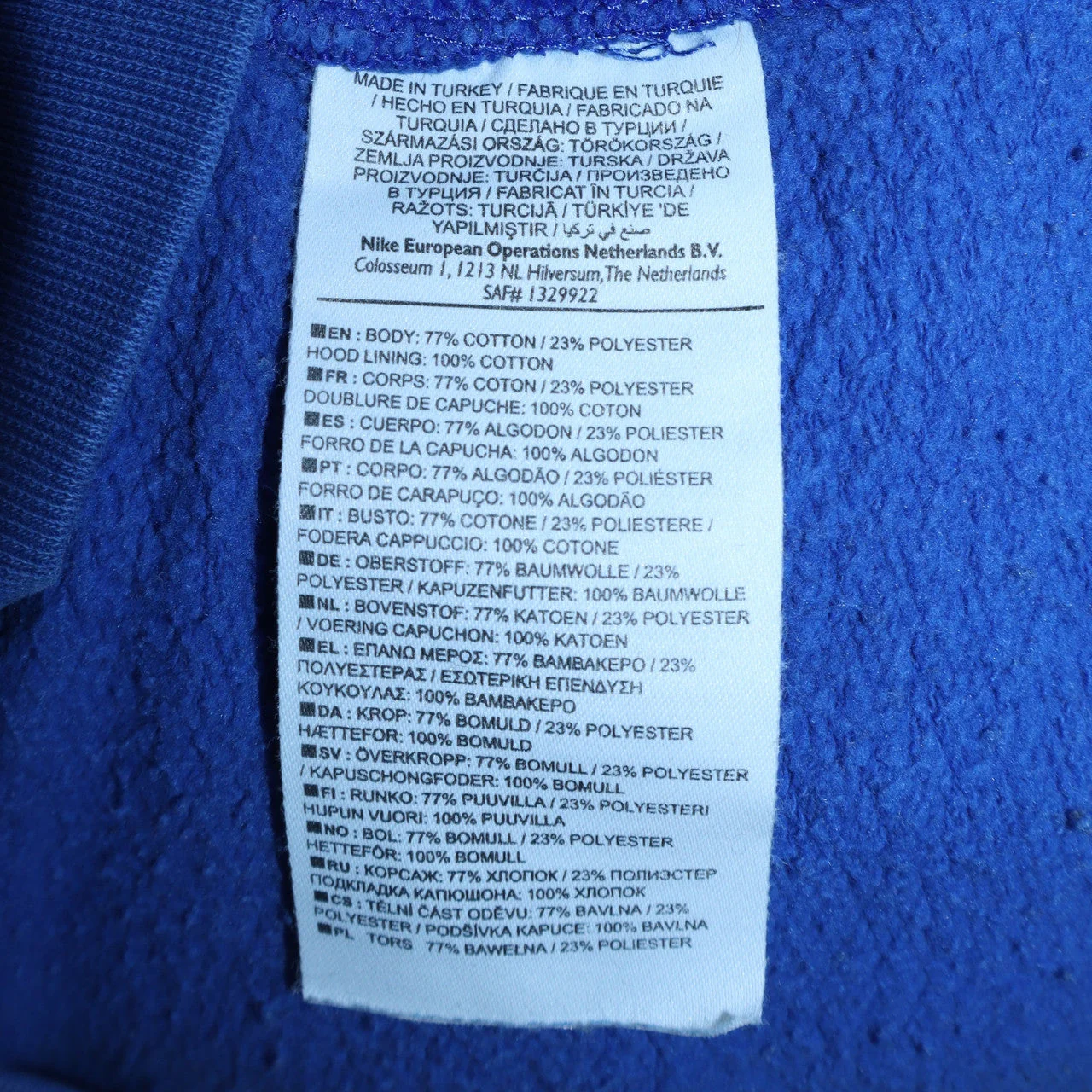 Nike Men's Blue Full Zip Hoodie XL Fleece Sweatshirt Sportswear - Image 6
