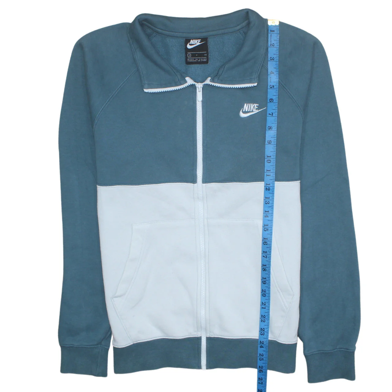 Nike Men's Blue Full Zip Sweatshirt Small Collared Logo Design - Image 3