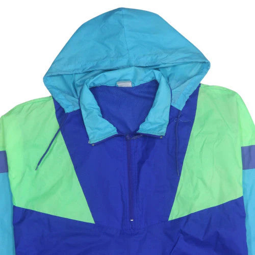 Nike Men's Blue L Windbreaker Jacket 90s Retro Hooded Nylon Shell - Image 7