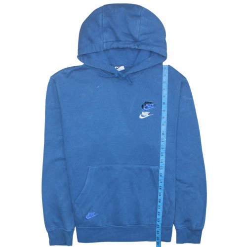 Nike Men's Blue Pullover Hoodie M Logo Fleece Sweatshirt - Image 2