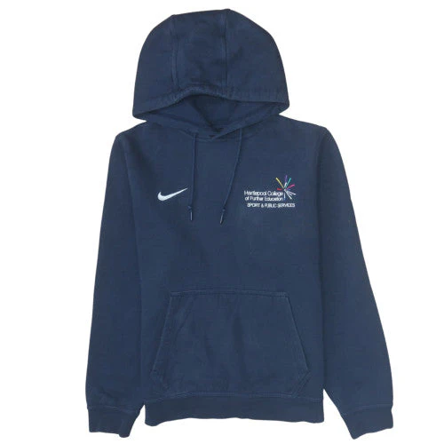Nike Men's Blue Pullover Hoodie Medium Embroidered College Logo
