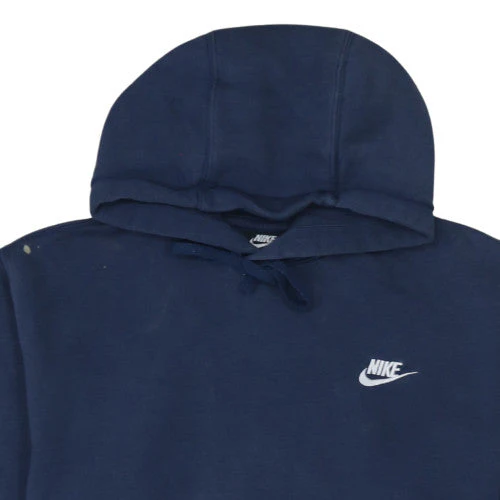 Nike Men's Blue Pullover Hoodie Medium Fleece Logo Sweatshirt - Image 8