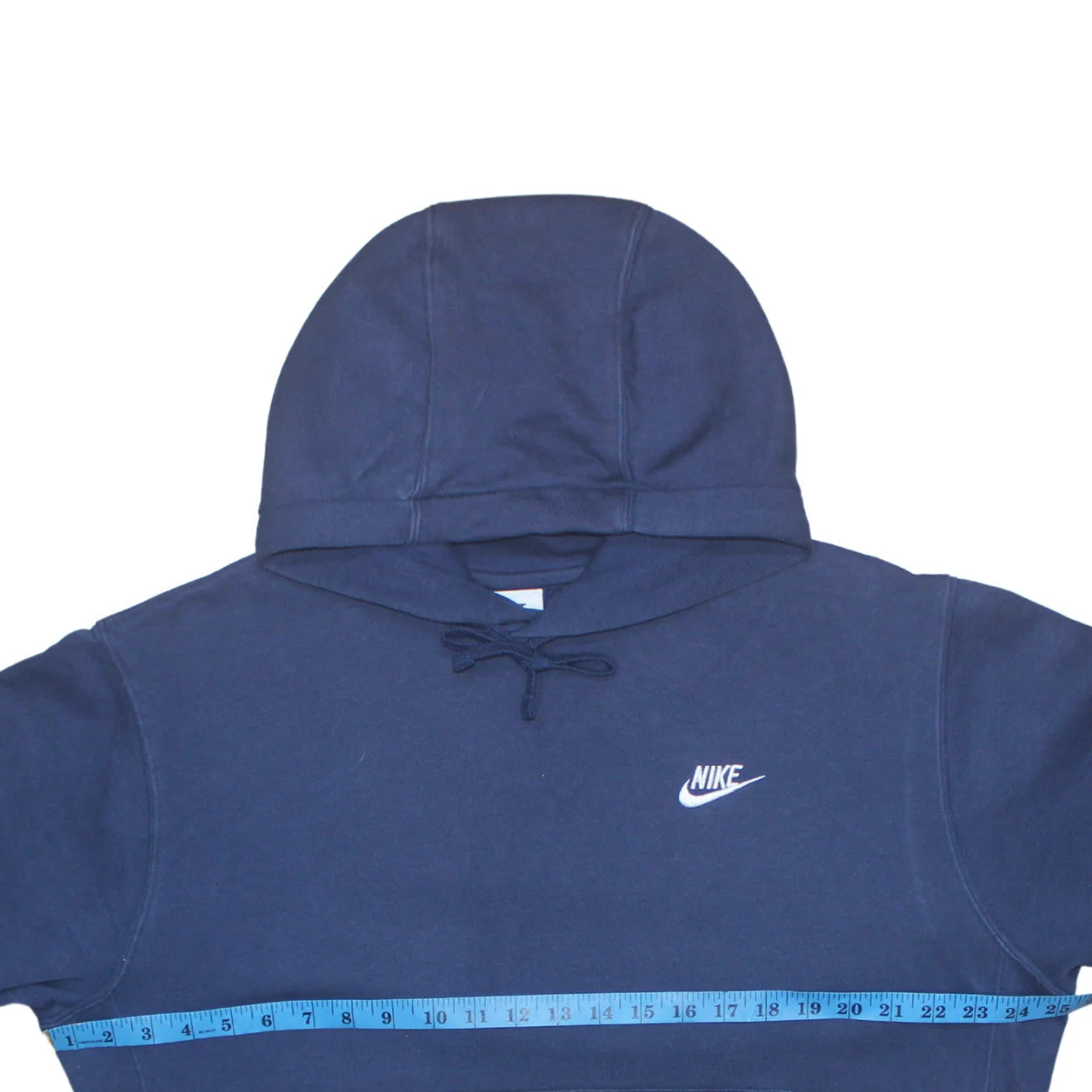 Nike Mens Blue Pullover Hoodie Medium Fleece Logo Sweatshirt - Image 2