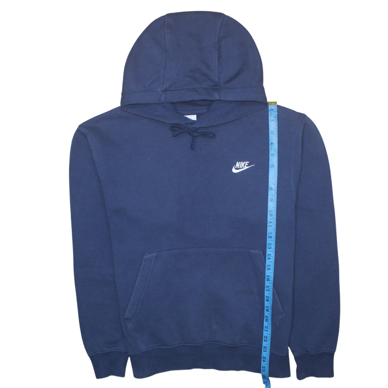 Nike Mens Blue Pullover Hoodie Medium Fleece Logo Sweatshirt - Image 3