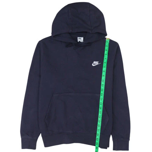 Nike Men's Blue Pullover Hoodie Medium Fleece Logo Sweatshirt - Image 2