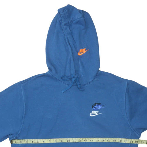 Nike Men's Blue Pullover Hoodie Small Graphic Logo Fleece - Image 2