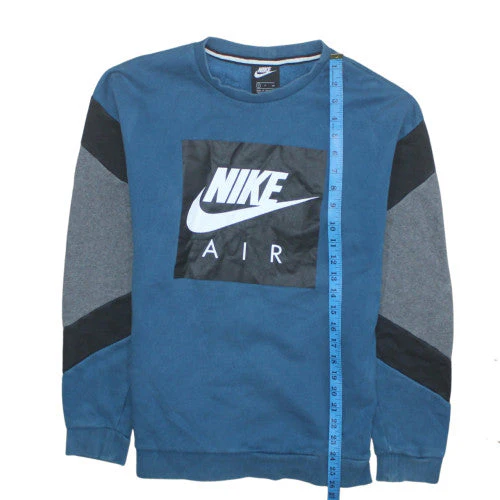 Nike Men's Blue Pullover Sweatshirt S Crew Neck Logo Fleece - Image 2