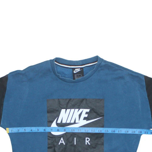 Nike Men's Blue Pullover Sweatshirt S Crew Neck Logo Fleece - Image 3