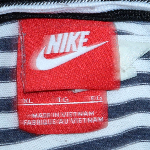 Nike Men's Blue Striped Collared Polo Shirt XL Regular Fit - Image 6