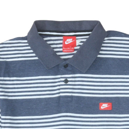 Nike Men's Blue Striped Collared Polo Shirt XL Regular Fit - Image 7