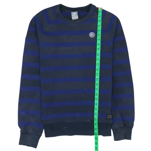 Nike Men's Blue Striped Crew Neck Pullover Sweatshirt S Regular Fit - Image 2