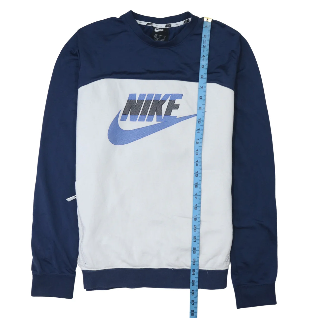 Nike Men's Blue & White Logo Crew Neck Pullover Sweatshirt M - Image 2