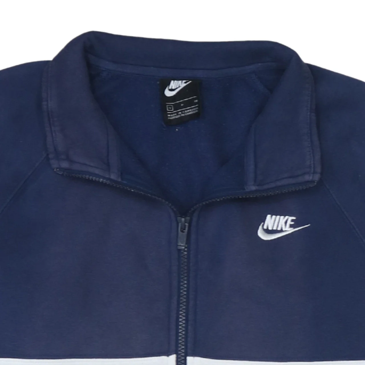 Nike Men's Blue White Small Track Jacket Full Zip Colourblock - Image 8