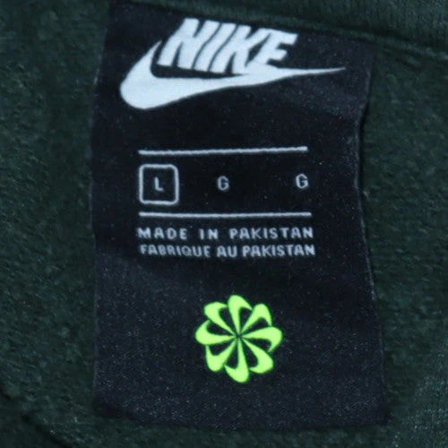 Nike Men's Green Pullover Hoodie L Regular Fit Fleece Sweatshirt - Image 5