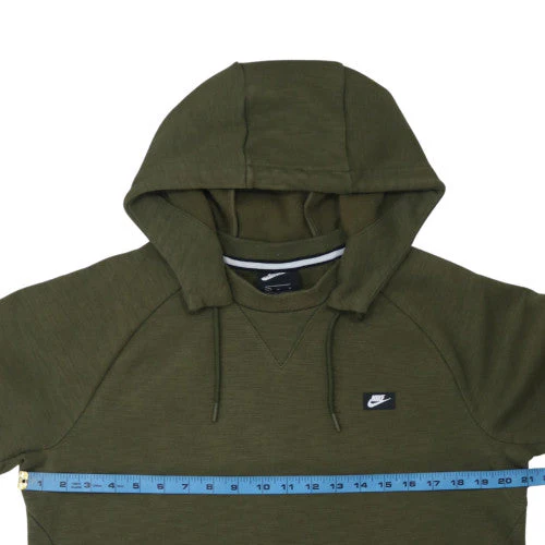 Nike Men's Green Pullover Hoodie M Regular Fit Cotton Blend - Image 3