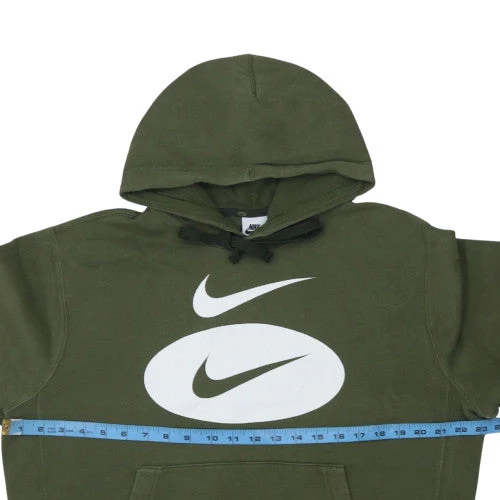 Nike Men's Green Pullover Hoodie M Regular Fit Graphic Fleece - Image 3