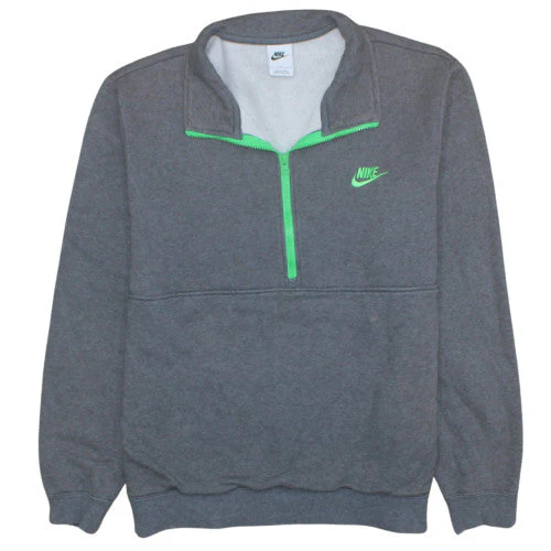 Nike Men's Grey 1/2 Zip Fleece Sweatshirt L Sportswear