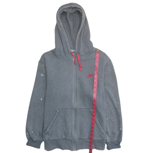 Nike Mens Grey Full Zip Hoodie L Sportswear Fleece Sweatshirt - Image 2