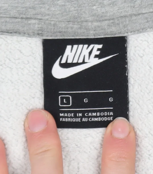 Nike Men's Grey Full Zip Hoodie Size L Cotton Blend Sweatshirt - Image 4