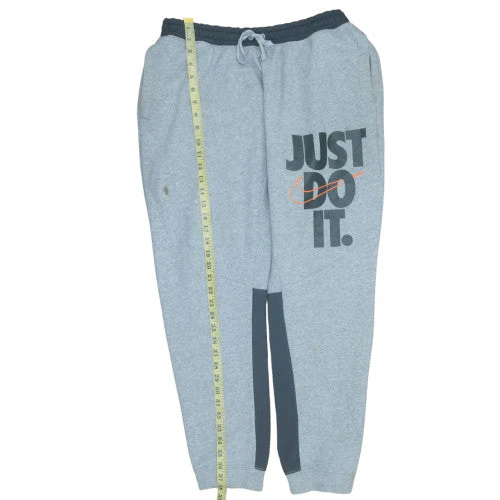 Nike Mens Grey Jogger Sweatpants L Fleece Activewear Tapered Fit - Image 3