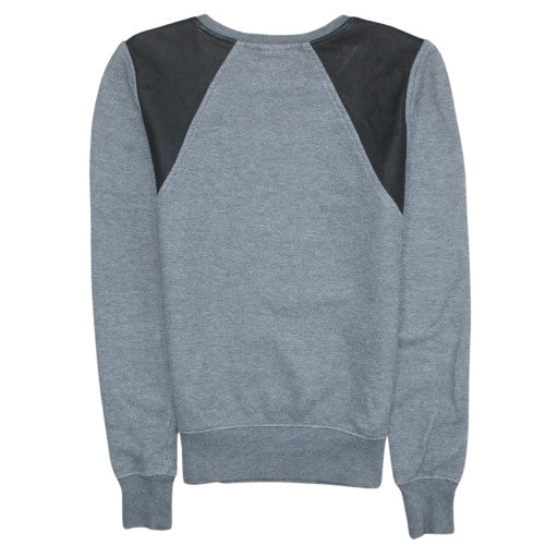 Nike Mens Grey Leather Panel Crew Neck Sweatshirt XS - Image 4