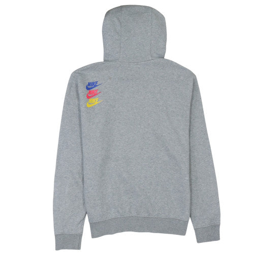 Nike Mens Grey Pullover Hoodie M Logo Fleece Sweatshirt - Image 3