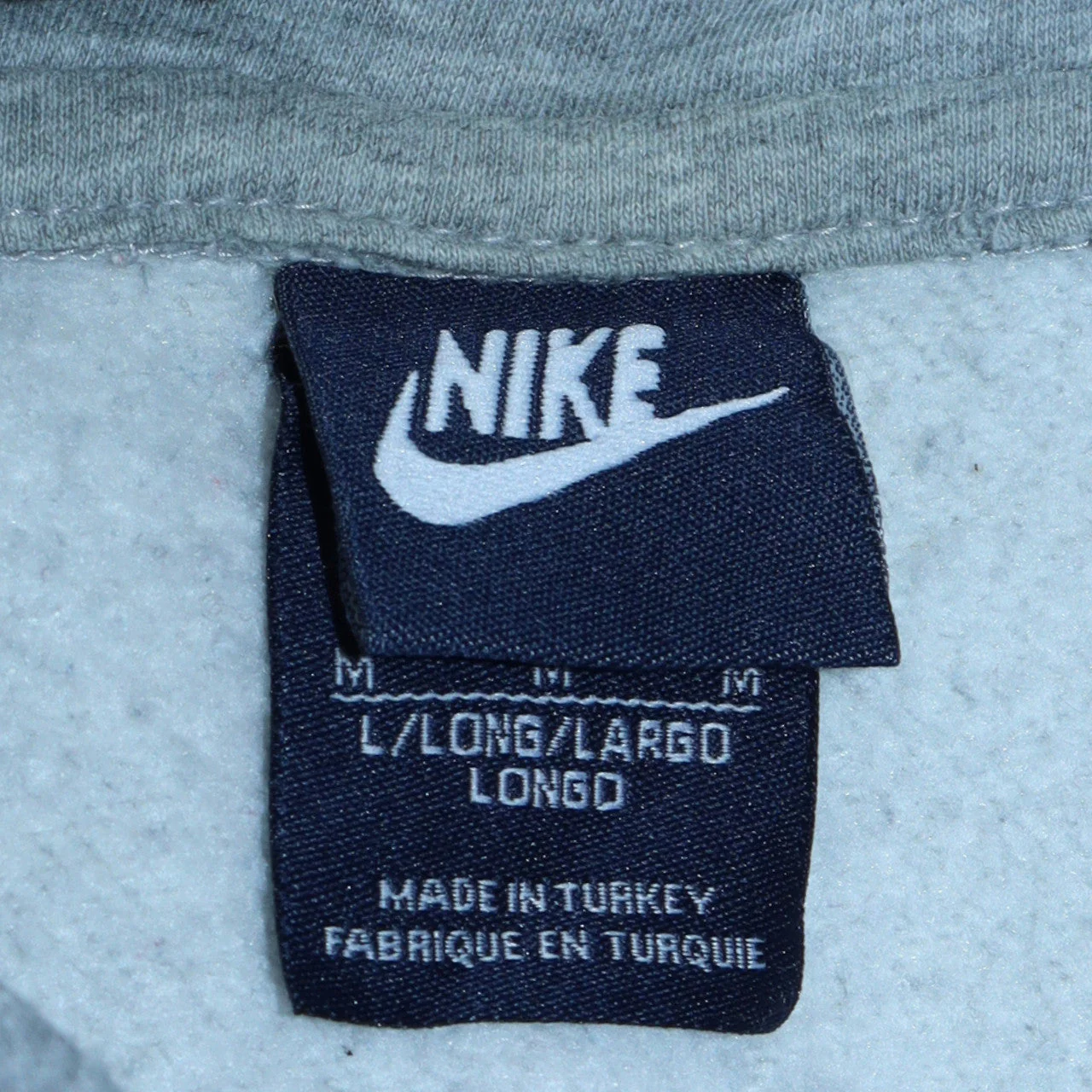 Nike Mens Grey Pullover Hoodie M Long Cotton Blend Classic Fit - Image 5