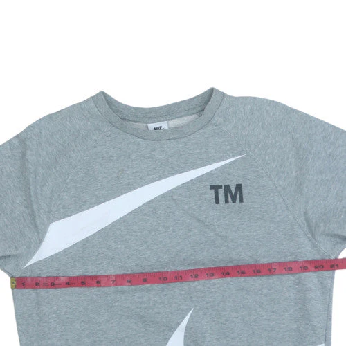 Nike Men's Grey Small Logo Pullover Sweatshirt Long Sleeve - Image 3