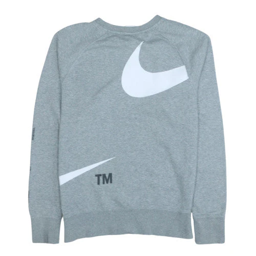 Nike Men's Grey Small Logo Pullover Sweatshirt Long Sleeve - Image 4