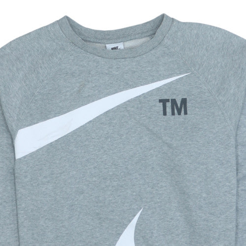 Nike Men's Grey Small Logo Pullover Sweatshirt Long Sleeve - Image 7
