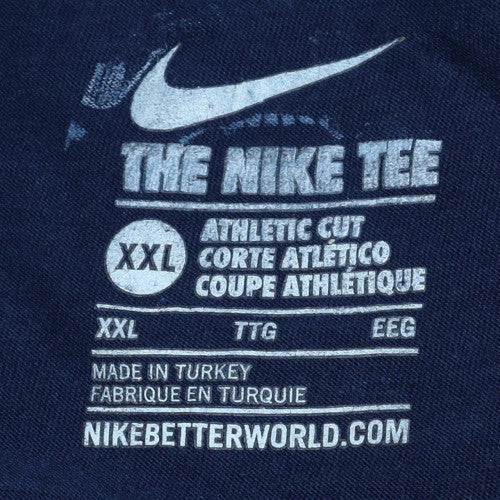 Nike Men's Navy Blue 'Just Do It' Athletic Cut T-Shirt XXL - Image 5