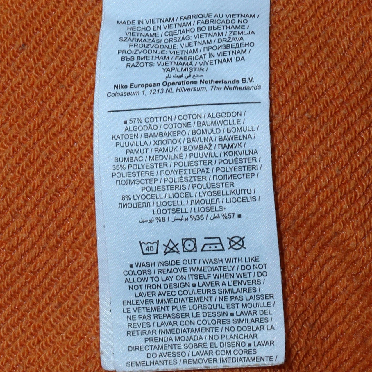 Nike Men's Orange Crew Neck Pullover Sweatshirt Size S - Image 6